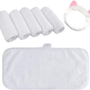 Reusable Makeup Remover Cloths Soft Microfiber Face Cleansing Cloth Magically Remove Cosmetics Only with Water 6Inch X 12Inch 6 Pack White