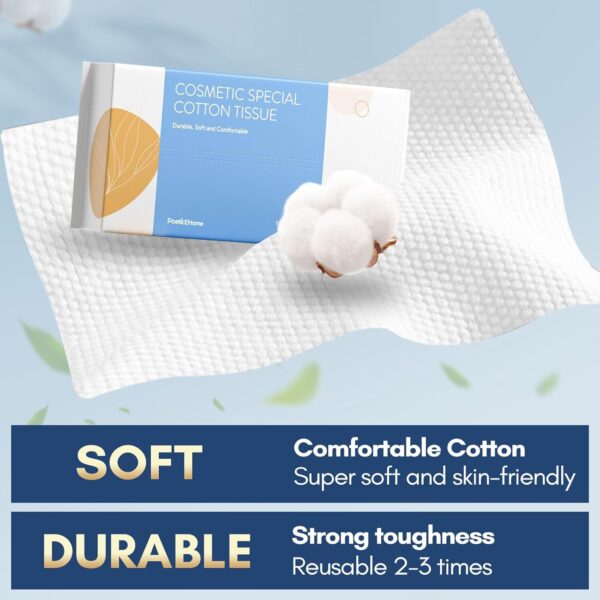 Natural Soft Dry Wipe, 100% Cotton Facial Tissue (300 Count) - Image 3