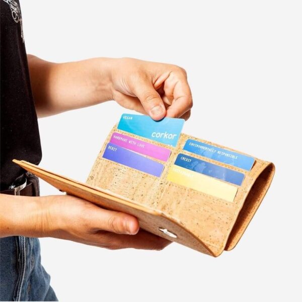 Women Vegan Cork Leather Wallet Slim - Image 9