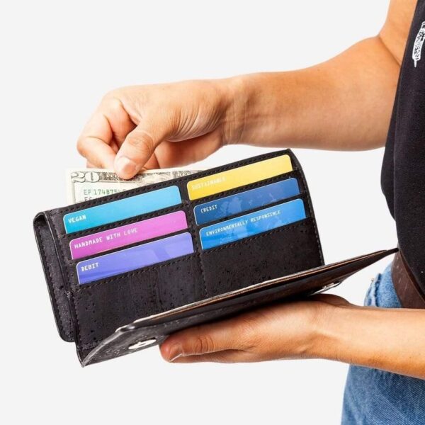 Women Vegan Cork Leather Wallet Slim - Image 15
