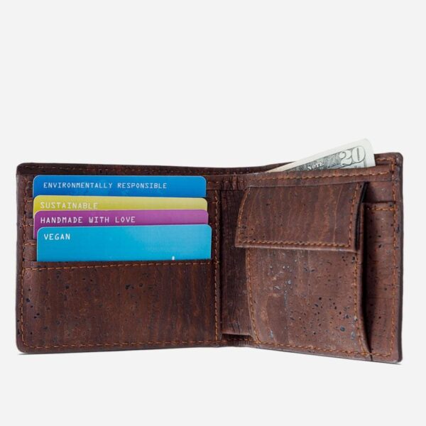 Vegan Cork Leather Wallet with Coin Pocket - Image 2