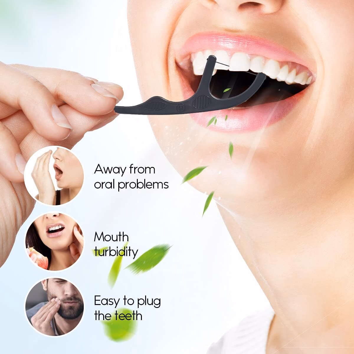 Charcoal Dental Floss Stick-Natural Environmentally Friendly Vegan Sustainable Mint Flavor Dental Floss Stick - Image 4