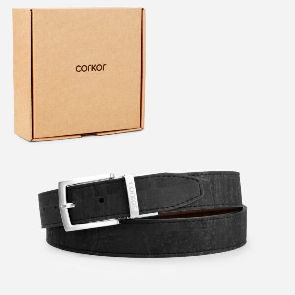 Reversible Vegan Cork Leather Belt 30 Mm (1 1/8") - Image 5