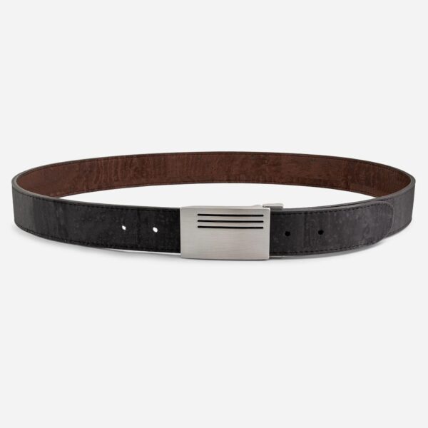 Reversible Vegan Cork Leather Belt with Plaque Buckle 35 Mm (1 3/8") - Image 7