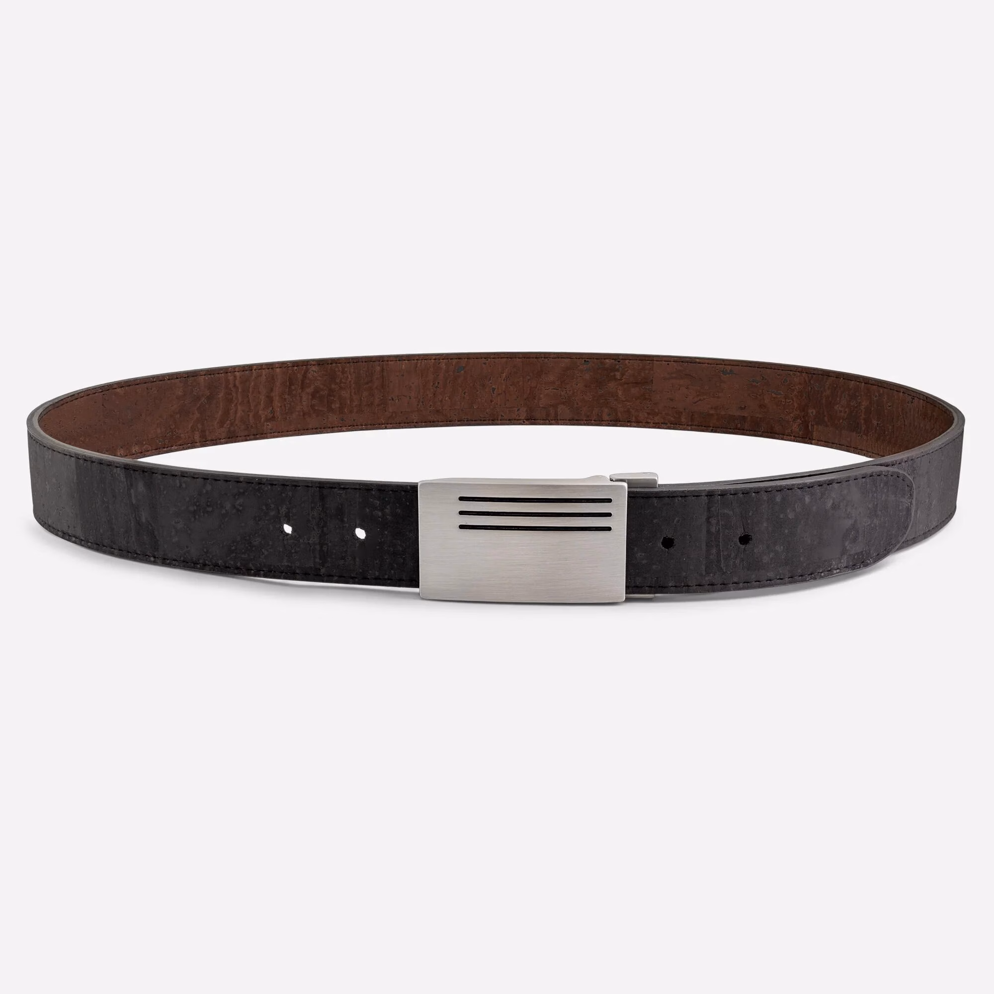 Reversible Vegan Cork Leather Belt with Plaque Buckle 35 Mm (1 3/8") - Image 7