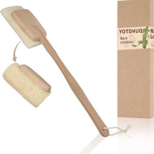 Natural Loofah with Handle,Back Scrubber for Shower