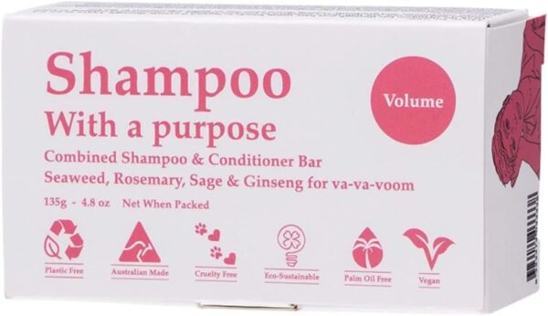 Eco-sustainable Shampoo & Conditioner Bar for Volume Hair, 135 Grams