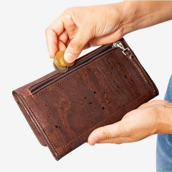 Women Vegan Cork Leather Wallet Slim - Image 4