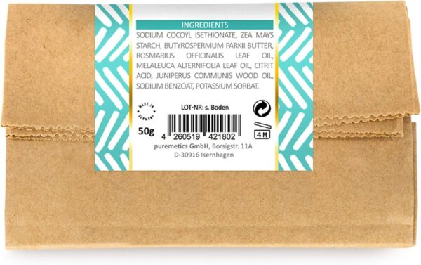 Zero Waste Shampoo Powder "Tea Tree Rosemary" (50 G) for Flaky and Dry Scalps Vegan and Plastic-Free - Image 2