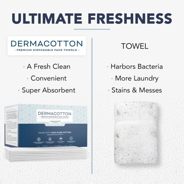 Biodegradable, Hypoallergenic Disposable Towels - 100% Pure Cotton for Face Wash and Makeup Removal (80 Count) - Image 4