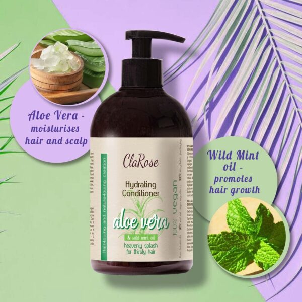 Vegan Premium Hair Moisturising Conditioner with 100% Natural Aloe Vera and Wild Mint 500Ml - Image 2