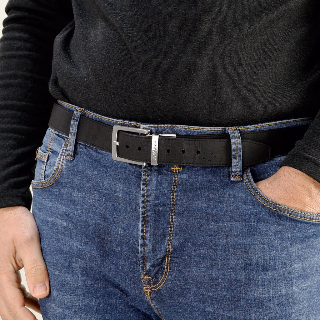 Reversible Vegan Cork Leather Belt 30 Mm (1 1/8") - Image 9