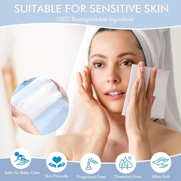 Biodegradable, Disposable Face Towels XL, Extra Large (100 Count) x 2 - Image 3