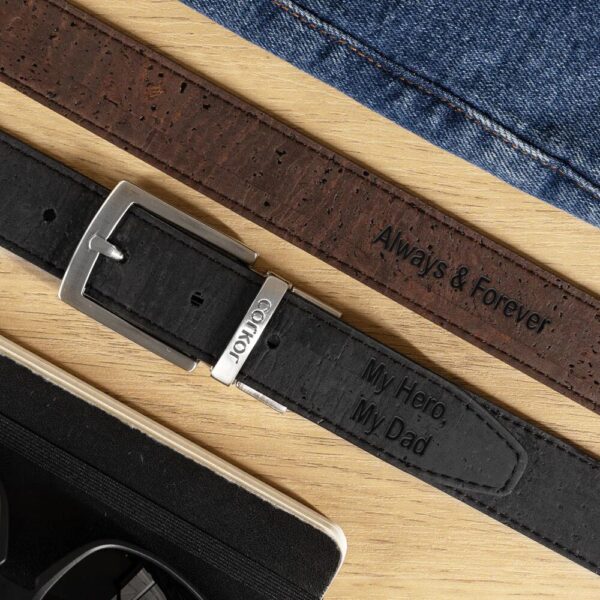 Reversible Vegan Cork Leather Belt 30 Mm (1 1/8") - Image 10