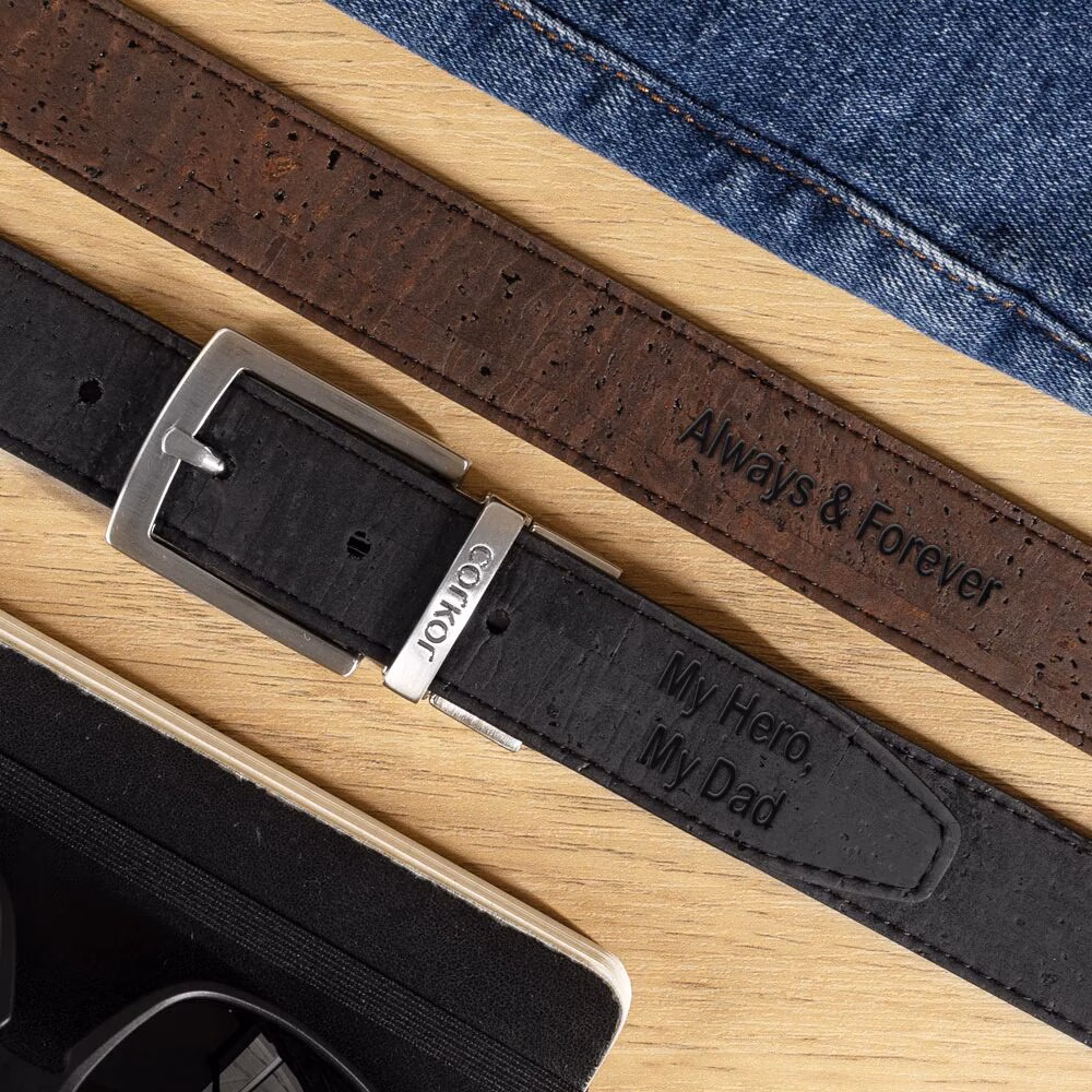 Reversible Vegan Cork Leather Belt 30 Mm (1 1/8") - Image 10