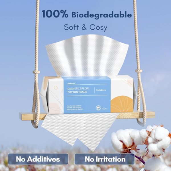 Natural Soft Dry Wipe, 100% Cotton Facial Tissue (300 Count) - Image 6