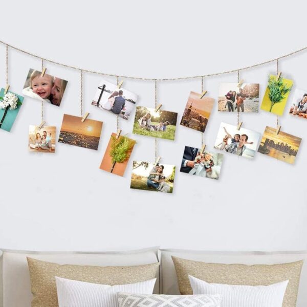Mini Clothes Pins, 260 PCS Small Wooden Clothes Pin with Jute Twine - Image 2