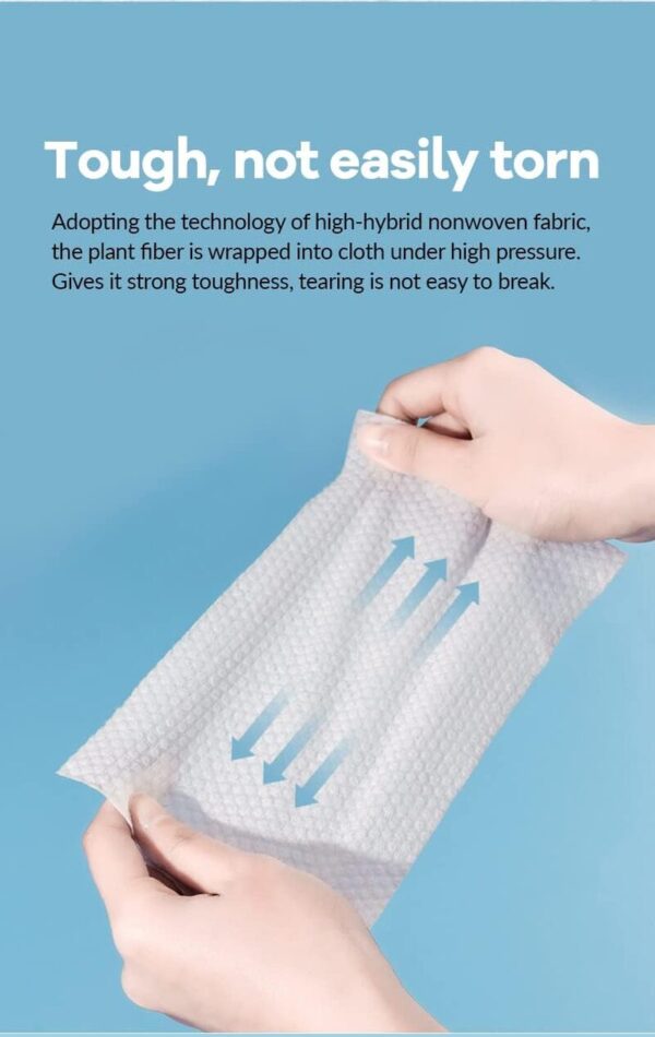 Soft and Dry Wipe, 100% Cotton, Disposable Face Towel, Lint Free (Count 100) x 3 - Image 4