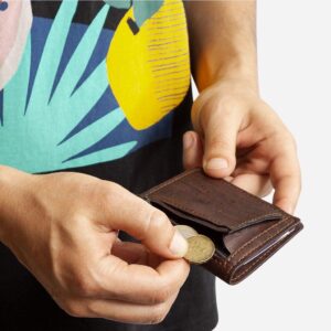 Vegan Leather Slim Wallet Coins Pocket