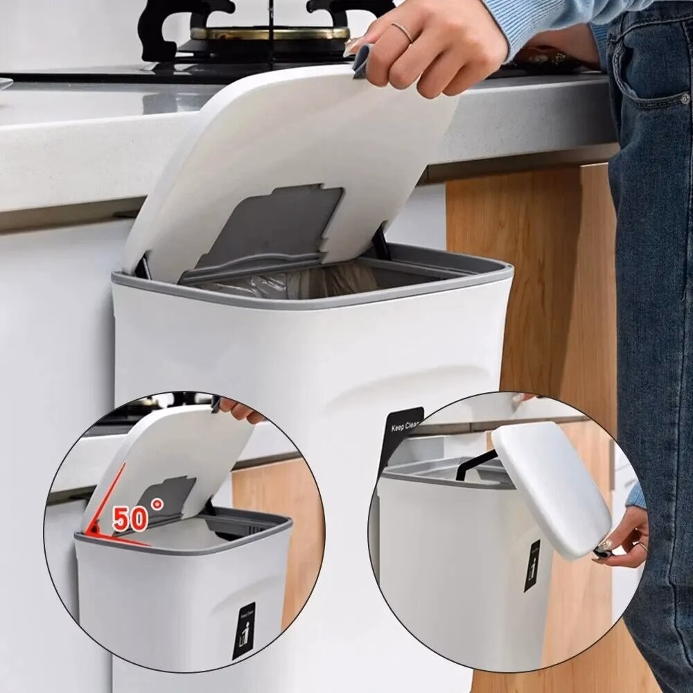 7/10L Wall Mounted Trash Can Household Galley Waste Bin Hanging Bathroom Trash Can with Lid Food Garbage Bin Kitchen Accessories - Image 3