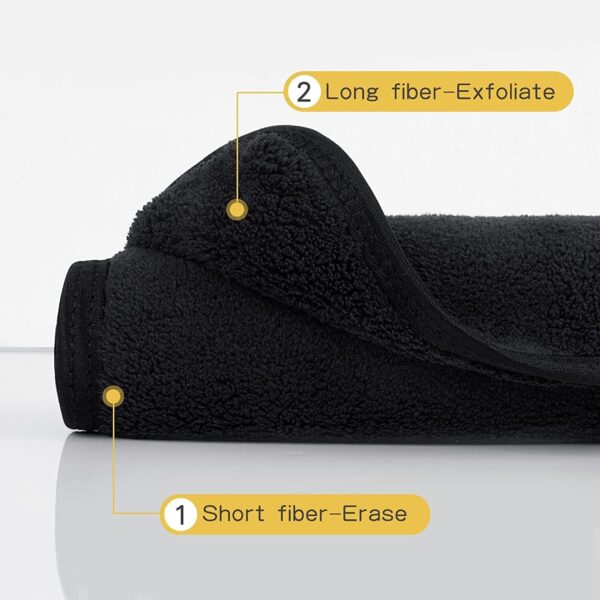 Reusable Makeup Remover Cloths Soft Microfiber Face Cleansing Cloth Magically Remove Cosmetics Only with Water (6, Black) - Image 3