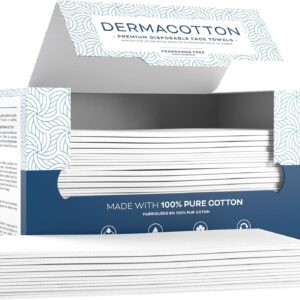 Biodegradable, Hypoallergenic Disposable Towels - 100% Pure Cotton for Face Wash and Makeup Removal (80 Count)