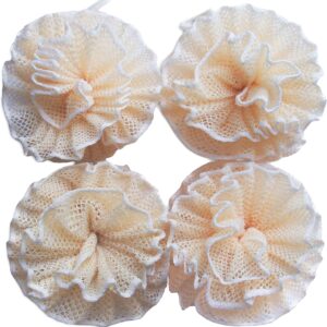 Loofah Exfoliating Shower Sponge Pouf Mesh Brush - Bath Spa Puff Scrubber Ball（Pack of 4)