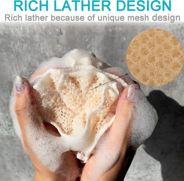 Loofah Exfoliating Shower Sponge Pouf Mesh Brush - Bath Spa Puff Scrubber Ball（Pack of 4) - Image 3