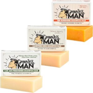 Solid Shampoo Bar Rich Lather 3 in 1: Hair, Beard & Body Wash - Plastic Free & Eco-Friendly, Natural & Organic for All Hair Types, 4Oz Bar (Nature Lover, 3-Pack)