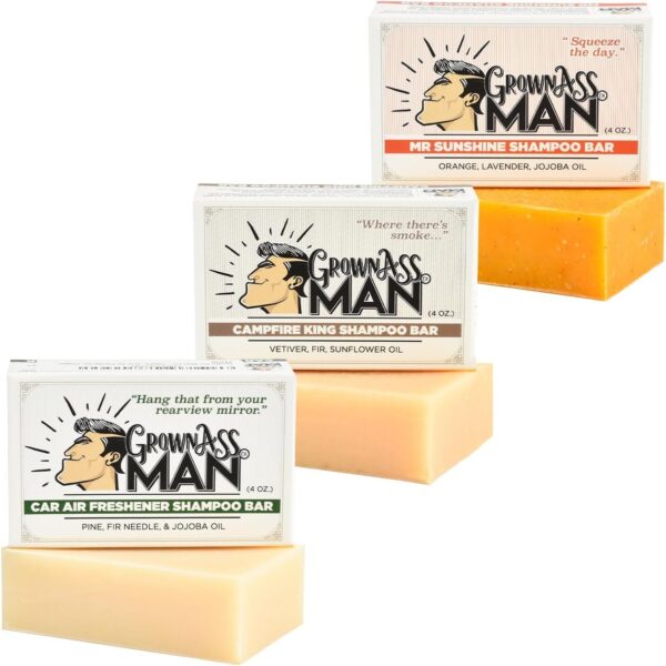 Solid Shampoo Bar Rich Lather 3 in 1: Hair, Beard & Body Wash - Plastic Free & Eco-Friendly, Natural & Organic for All Hair Types, 4Oz Bar (Nature Lover, 3-Pack)