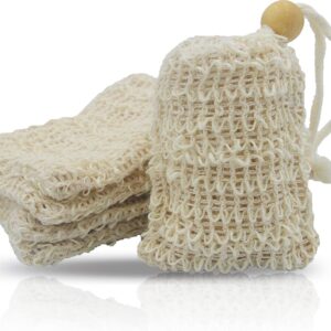 (5 Pack) Mini Size Natural Exfoliating Loofah Pouch Sisal Ramie Soap Saver Bag