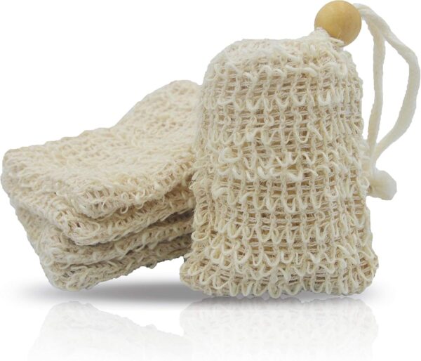 (5 Pack) Mini Size Natural Exfoliating Loofah Pouch Sisal Ramie Soap Saver Bag