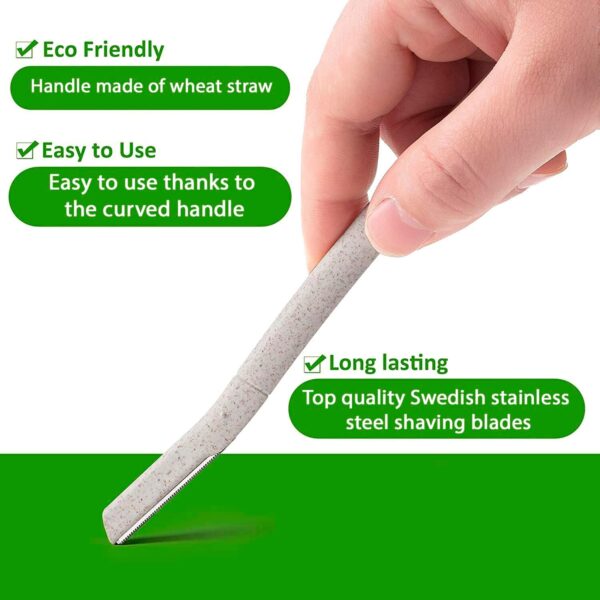 Eco-friendly Wheat Straw Eyebrow Razor - Dermaplaning - Pack of 6 (Mixed) - Image 3