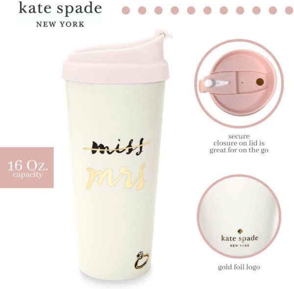 Reusable Insulated Thermal Travel Mug Tumbler, 16 Ounces, Miss to Mrs. (Pink) - Image 4