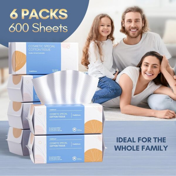 Natural Soft Dry Wipe, 100% Cotton Facial Tissue (300 Count) - Image 7