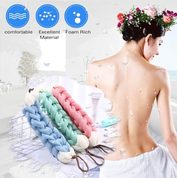4 Packs Eco Friendly Long Stretch Body Sponge with Rope Handles Back Scrubber - Image 4
