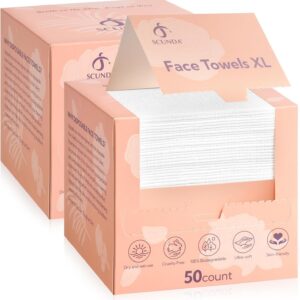 Biodegradable, Disposable Face Towels XL, Extra Large (100 Count) x 2
