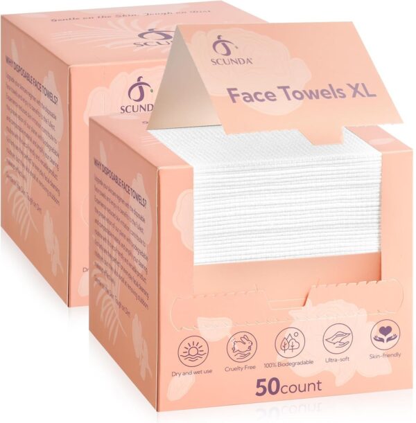 Biodegradable, Disposable Face Towels XL, Extra Large (100 Count) x 2