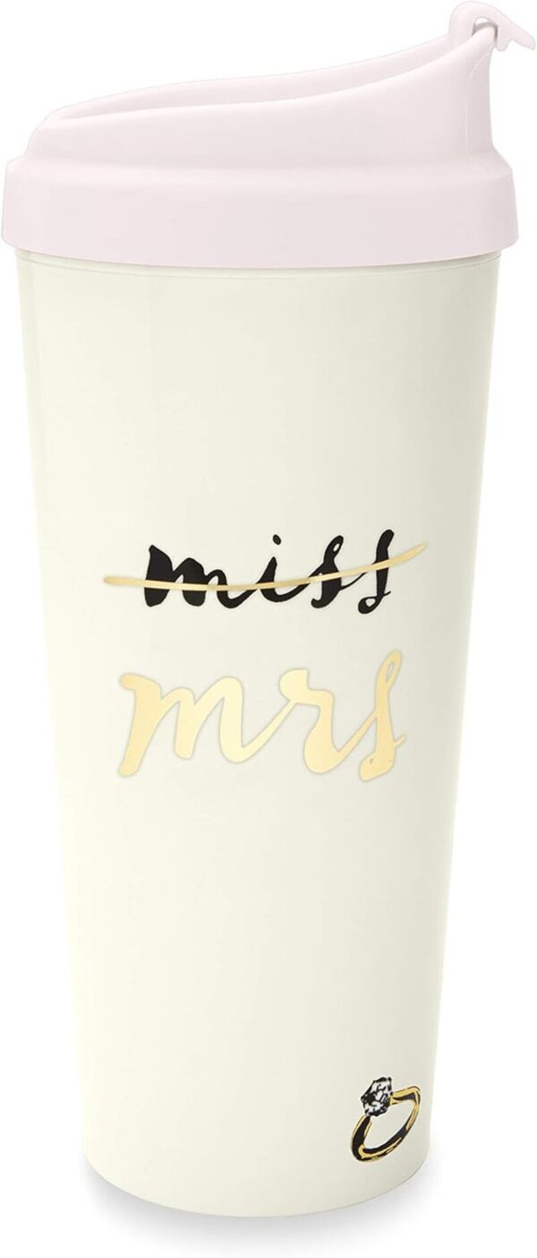 Reusable Insulated Thermal Travel Mug Tumbler, 16 Ounces, Miss to Mrs. (Pink)