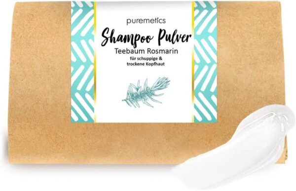 Zero Waste Shampoo Powder "Tea Tree Rosemary" (50 G) for Flaky and Dry Scalps Vegan and Plastic-Free