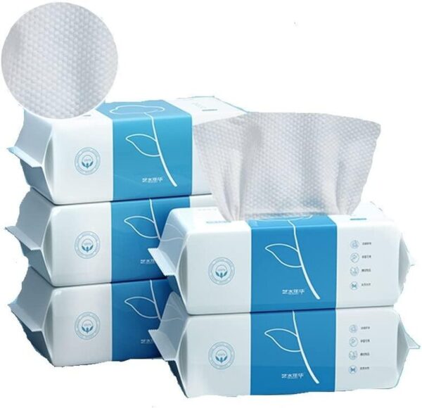 Soft and Dry Wipe, 100% Cotton, Disposable Face Towel, Lint Free (Count 100) x 3