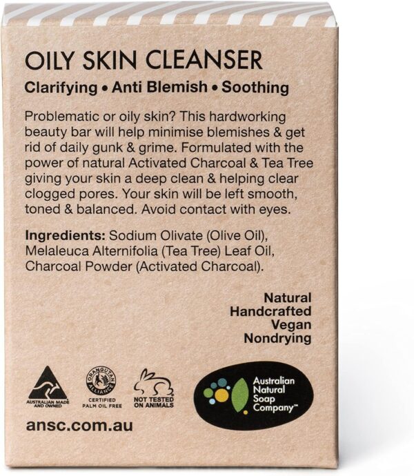 Australian-made Cruelty Free Vegan Oily Skin Facial Cleanser With Activated charcoal 100G - Image 3