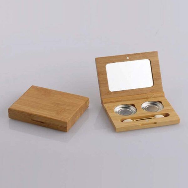 Bamboo Empty Eye Shadow Case Box Double Grid Tinplate Palette Pans - Image 4