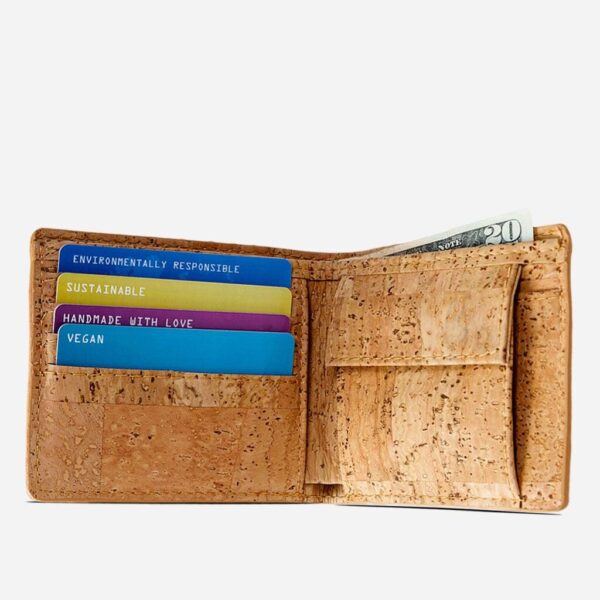 Vegan Cork Leather Wallet with Coin Pocket - Image 8