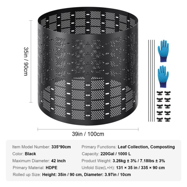 Succebuy Compost Bin 220Gal Outdoor Expandable Compost Easy to Setup & Large Capacity Composting Bin Fast Creation Fertile Soil