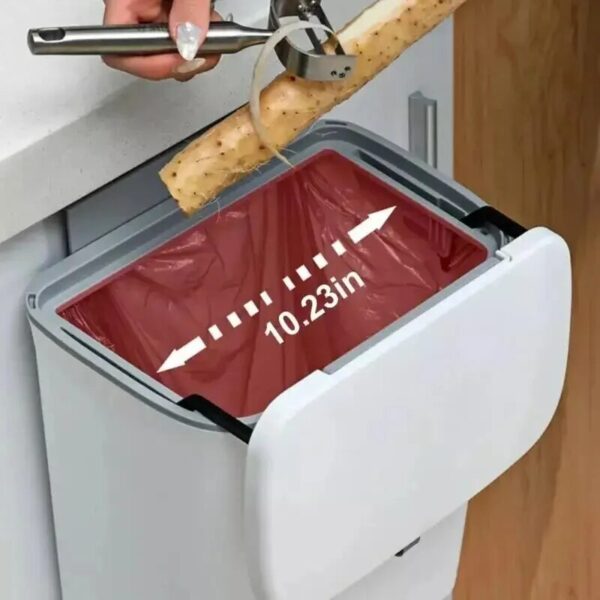 7/10L Wall Mounted Trash Can Household Galley Waste Bin Hanging Bathroom Trash Can with Lid Food Garbage Bin Kitchen Accessories - Image 6