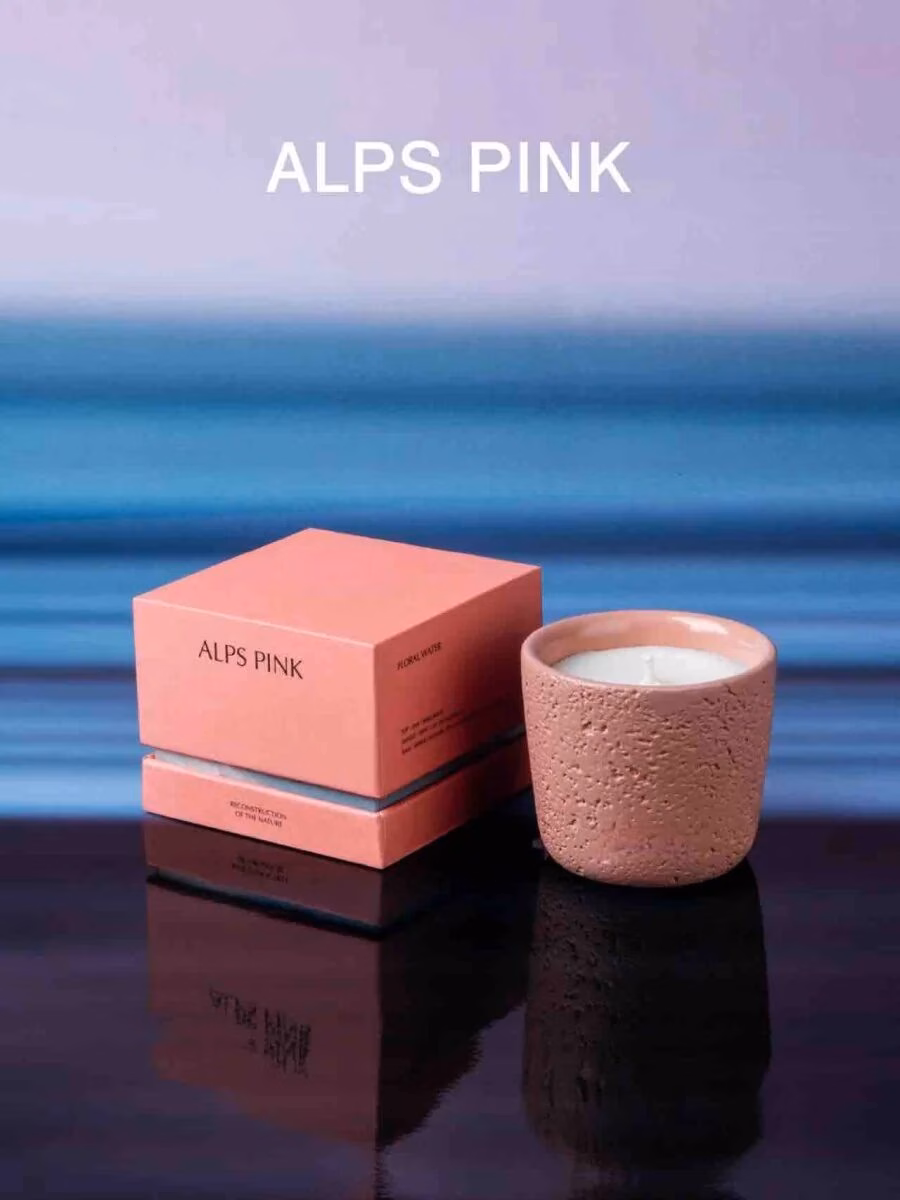 Wood Wick Soy Wax Scented Candle - Breath of Nature Scented - Alps Pink