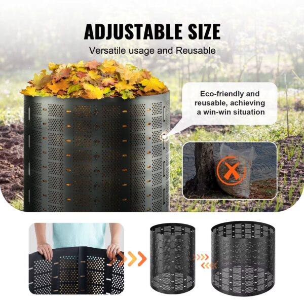 Succebuy Compost Bin 220Gal Outdoor Expandable Compost Easy to Setup & Large Capacity Composting Bin Fast Creation Fertile Soil - Image 6