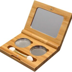 Bamboo Empty Eye Shadow Case Box Double Grid Tinplate Palette Pans