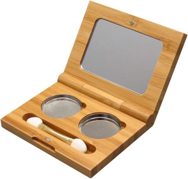 Bamboo Empty Eye Shadow Case Box Double Grid Tinplate Palette Pans